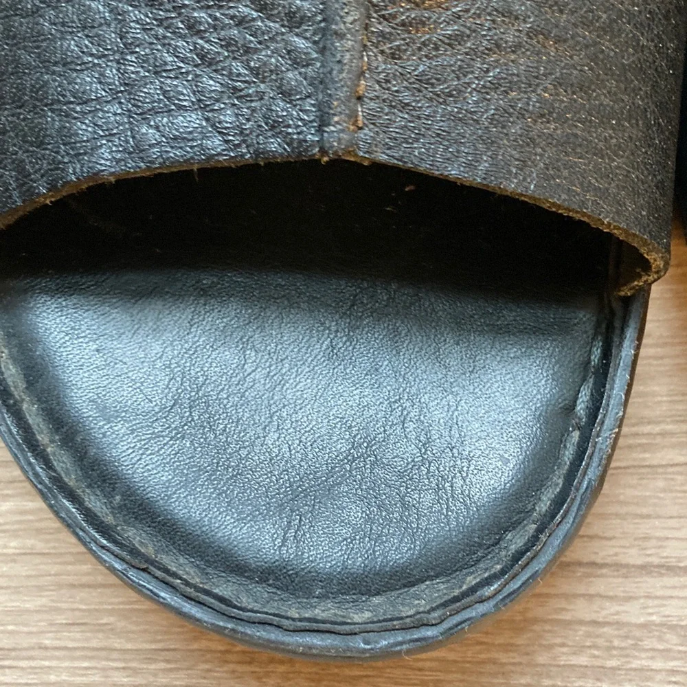 Saramanda sheep skin leather Slide Sandals black 11